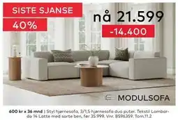 Skeidar Styl hjørnesofa tilbud