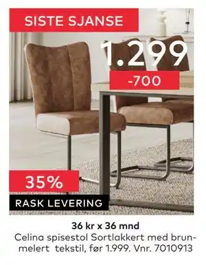 Skeidar Celina spisestol tilbud