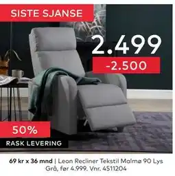 Skeidar Leon Recliner tilbud