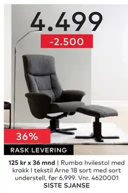 Skeidar Rumba hvilestol tilbud