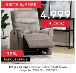 Skeidar Boston Recliner tilbud