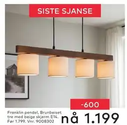 Skeidar Franklin pendel tilbud