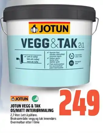 Obs Bygg Jotun Vegg & tak 05/matt interiørmaling tilbud