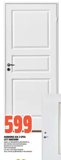 Obs Bygg Harmonie ask 3-speil lett innerdør tilbud