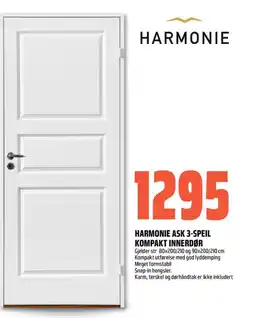 Obs Bygg Harmonie ask 3-speil kompakt innerdør tilbud