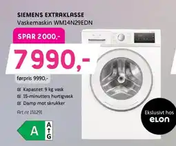 ELON SIEMENS Extraklasse Vaskemaskin WM14N29EDN tilbud