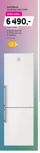 ELON ELECTROLUX Kombiskap ENB1LE34WR tilbud