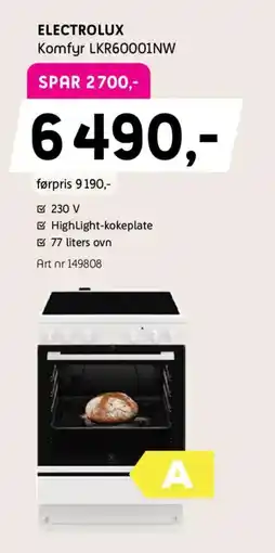 ELON ELECTROLUX Komfyr LKR60001NW tilbud