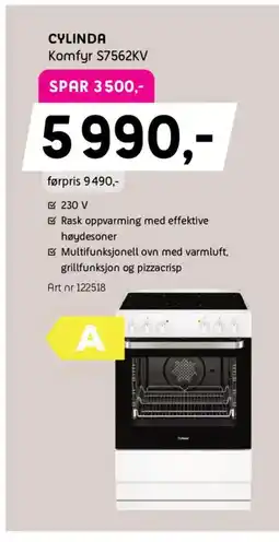 ELON CYLINDA Komfyr S7562KV tilbud
