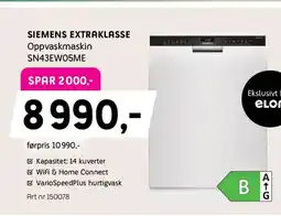 ELON SIEMENS Extraklasse Oppvaskmaskin SN43EW05ME tilbud