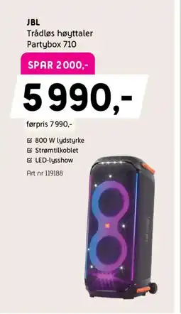 ELON JBL Trådløs høyttaler Partybox 710 tilbud