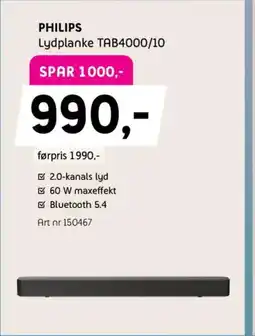 ELON PHILIPS Lydplanke TAB4000/10 tilbud