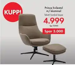 Fagmøbler Prince hvilestol m/skammel tilbud