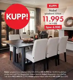 Fagmøbler Noble spisebord 220cm tilbud