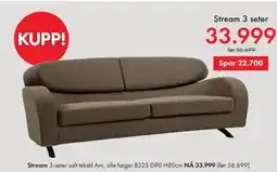 Fagmøbler Stream 3 seter tilbud