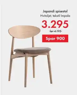 Fagmøbler Hvitoljet, tekstil Impala tilbud