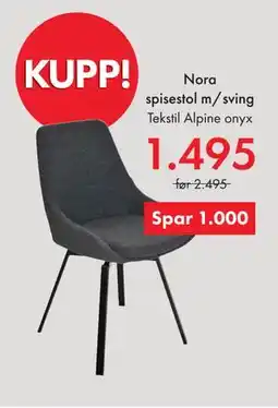 Fagmøbler Nora spisestol m/sving tilbud