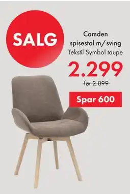 Fagmøbler Camden spisestol m/sving tilbud