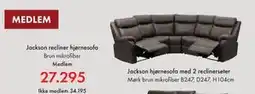 Fagmøbler Jackson hjørnesofa med 2 reclinerseter tilbud