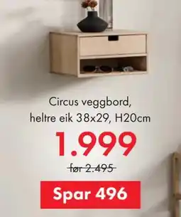 Fagmøbler Circus veggbord, heltre eik tilbud