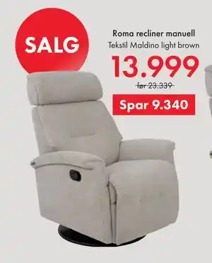 Fagmøbler Roma recliner manuell tilbud