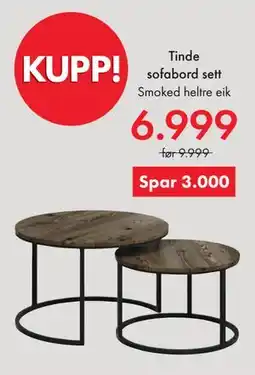 Fagmøbler Tinde sofabord sett tilbud