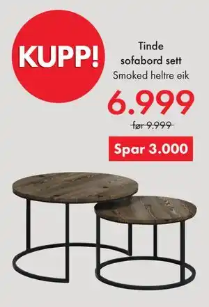 Fagmøbler Tinde sofabord sett tilbud