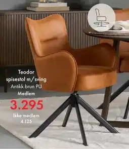 Fagmøbler Teodor spisestol m/sving tilbud