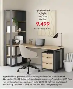 Fagmøbler Sign skrivebord m/hylle tilbud
