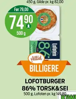 Kiwi LOFOTBURGER 86% TORSK&SEI tilbud