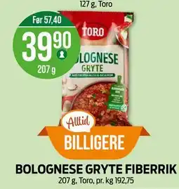 Kiwi BOLOGNESE GRYTE FIBERRIK tilbud