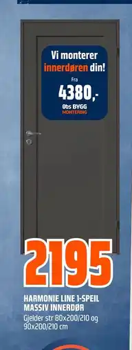 Obs Bygg HARMONIE LINE 1-SPEIL MASSIV INNERDØR tilbud
