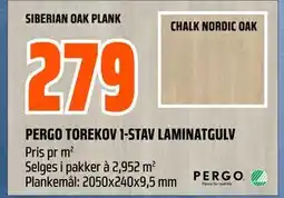 Obs Bygg PERGO TOREKOV 1-STAV LAMINATGULV tilbud