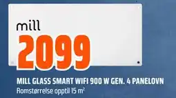 Obs Bygg MILL GLASS SMART WIFI 900 W GEN. 4 PANELOVN tilbud