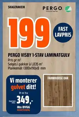 Obs Bygg PERGO VISBY 1-STAV LAMINATGULV tilbud