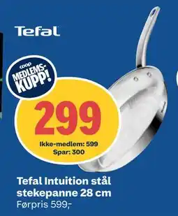 Coop Obs Tefal Intuition stål stekepanne 28 cm tilbud