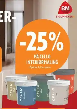 Byggmakker 25% PÅ CELLO INTERIØRMALING tilbud