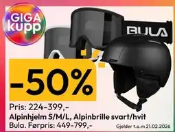 Gigaboks Alpinhjelm S/M/L, Alpinbrille svart/hvit tilbud
