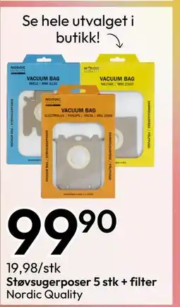 Gigaboks Støvsugerposer 5 stk + filter tilbud