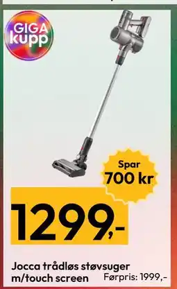 Gigaboks Jocca trådløs støvsuger m/touch screen tilbud