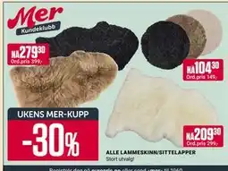 Europris ALLE LAMMESKINN/SITTELAPPER, App-pris tilbud