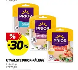 Bunnpris UTVALGTE PRIOR-PÅLEGG tilbud