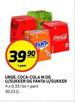Bunnpris URGE, COCA-COLA M OG U/SUKKER OG FANTA U/SUKKER tilbud