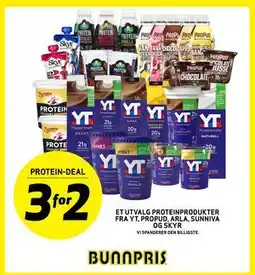Bunnpris ET UTVALG PROTEINPRODUKTER FRA YT, PROPUD, ARLA, SUNNIVA OG SKYR tilbud