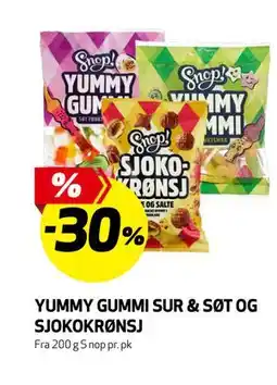 Bunnpris YUMMY GUMMI SUR & SØT OG SJOKOKRØNSJ tilbud