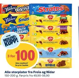 Coop Extra Alle storplater fra Freia og Nidar tilbud