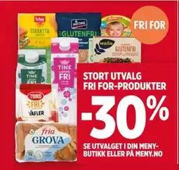 Meny STORT UTVALG FRI FOR-PRODUKTER tilbud