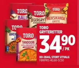 Meny TORO GRYTERETTER tilbud