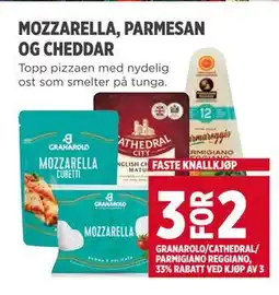Meny MOZZARELLA, PARMESAN OG CHEDDAR tilbud