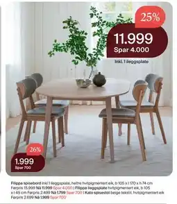 Møbelringen Filippa spisebord tilbud